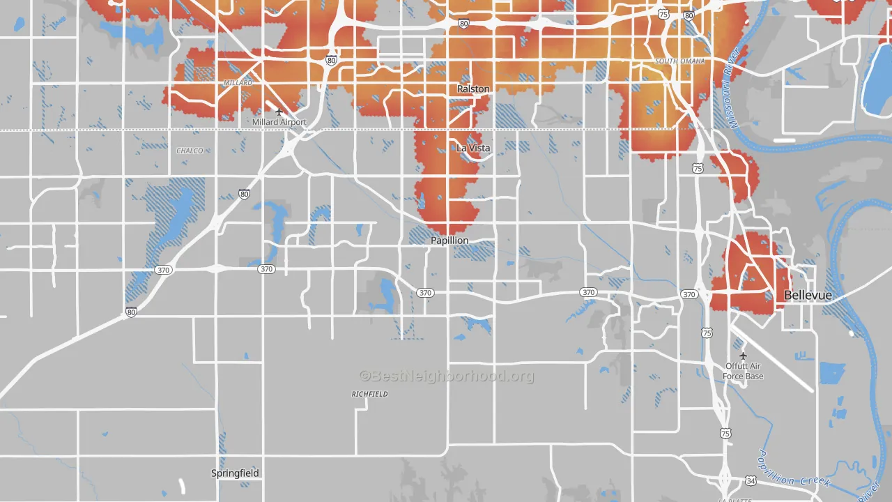 Transit Grade map of Sarpy County, NE