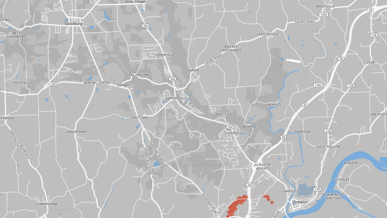 Transit Grade map of Sarver, PA