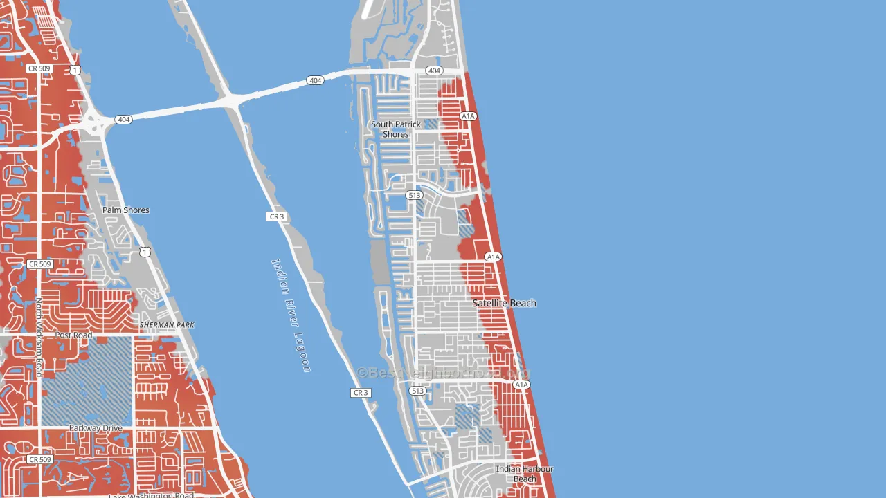 Transit Grade map of Satellite Beach, FL