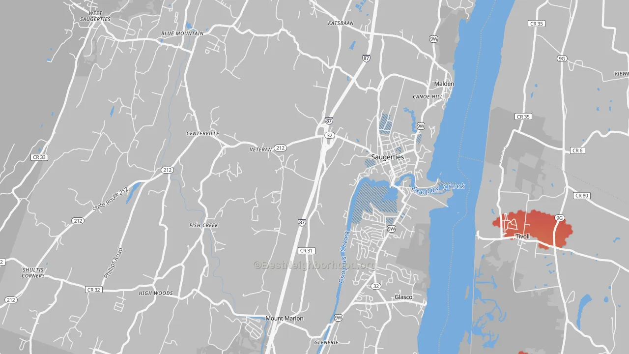 Transit Grade map of Saugerties, NY