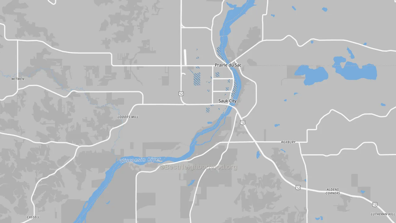Transit Grade map of Sauk City, WI