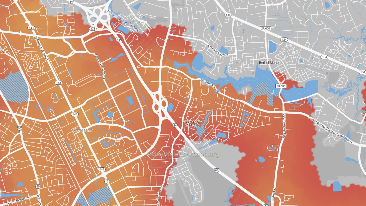 Transit Grade map of Saunders, Newport News, VA