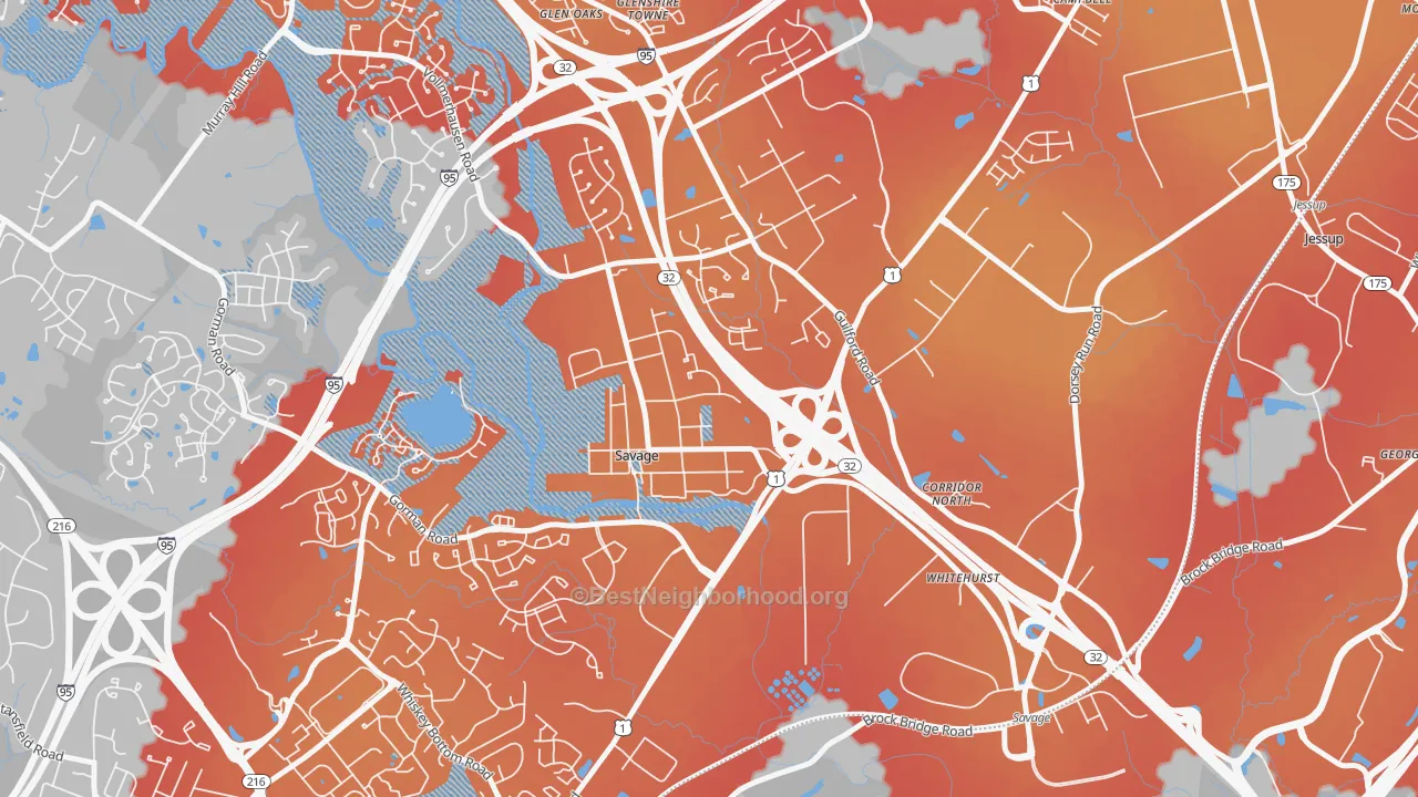 Transit Grade map of Savage, MD