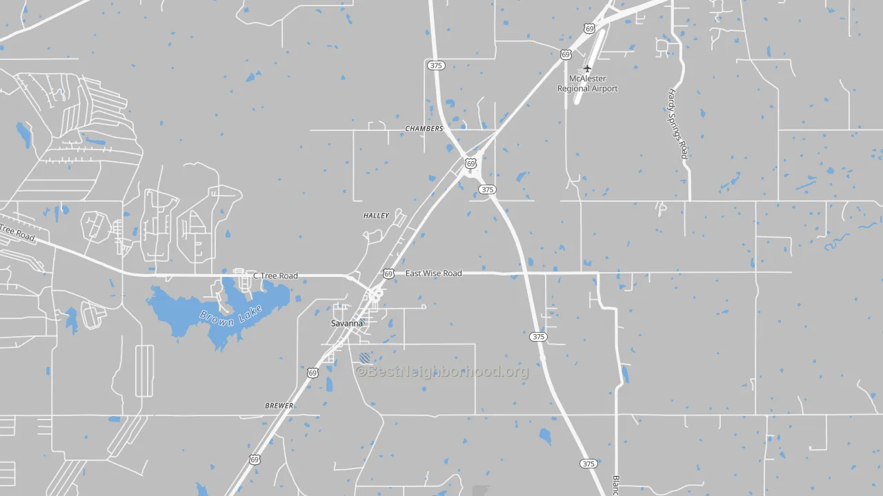 Transit Grade map of Savanna, OK