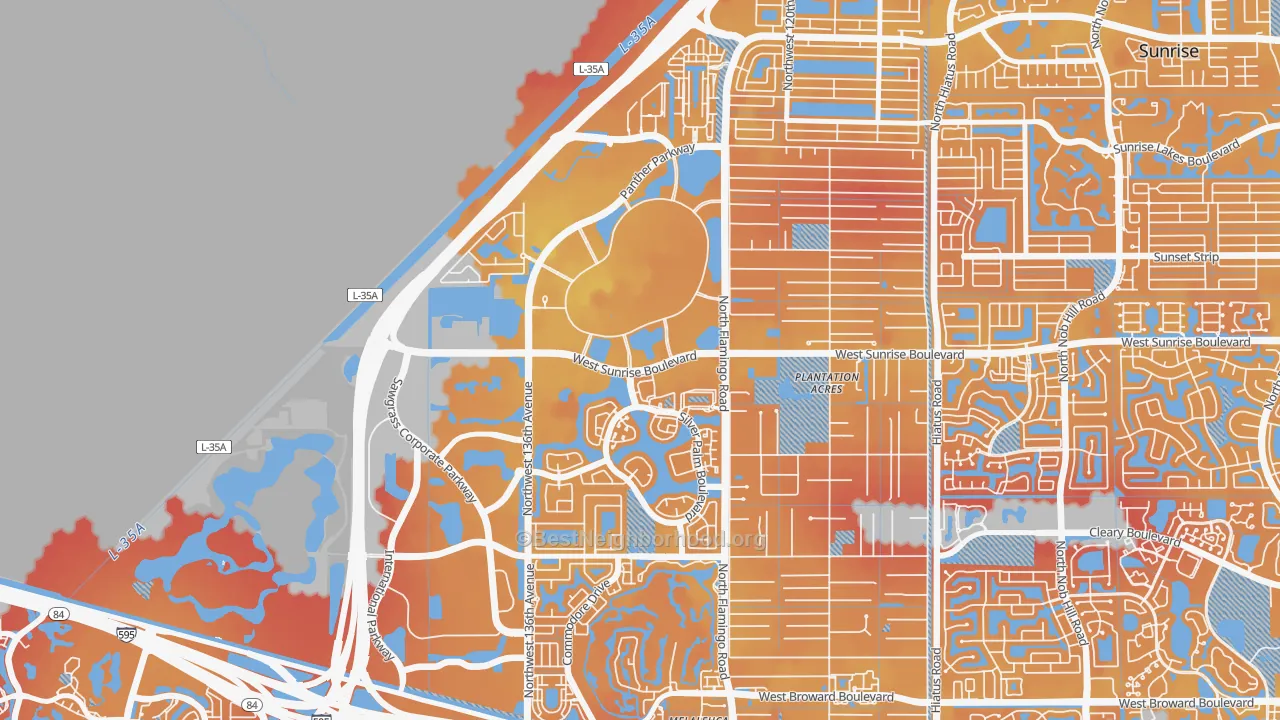 Transit Grade map of Savannah, Sunrise, FL