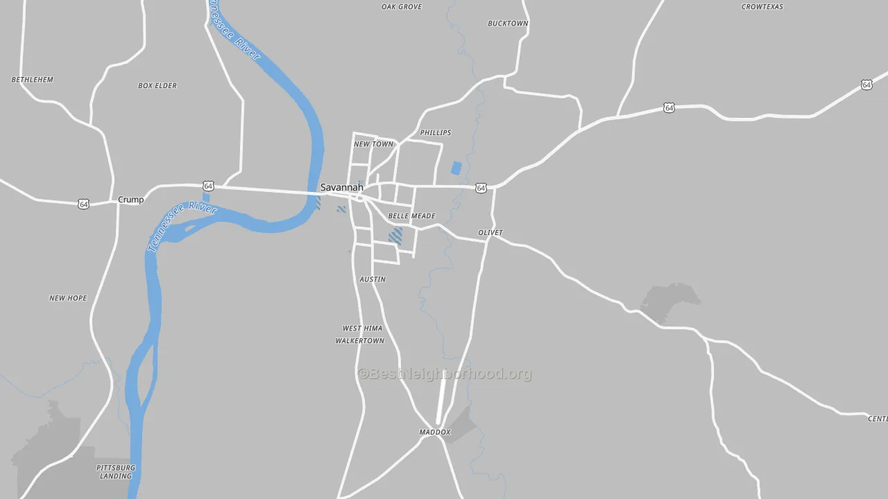 Transit Grade map of Savannah, TN