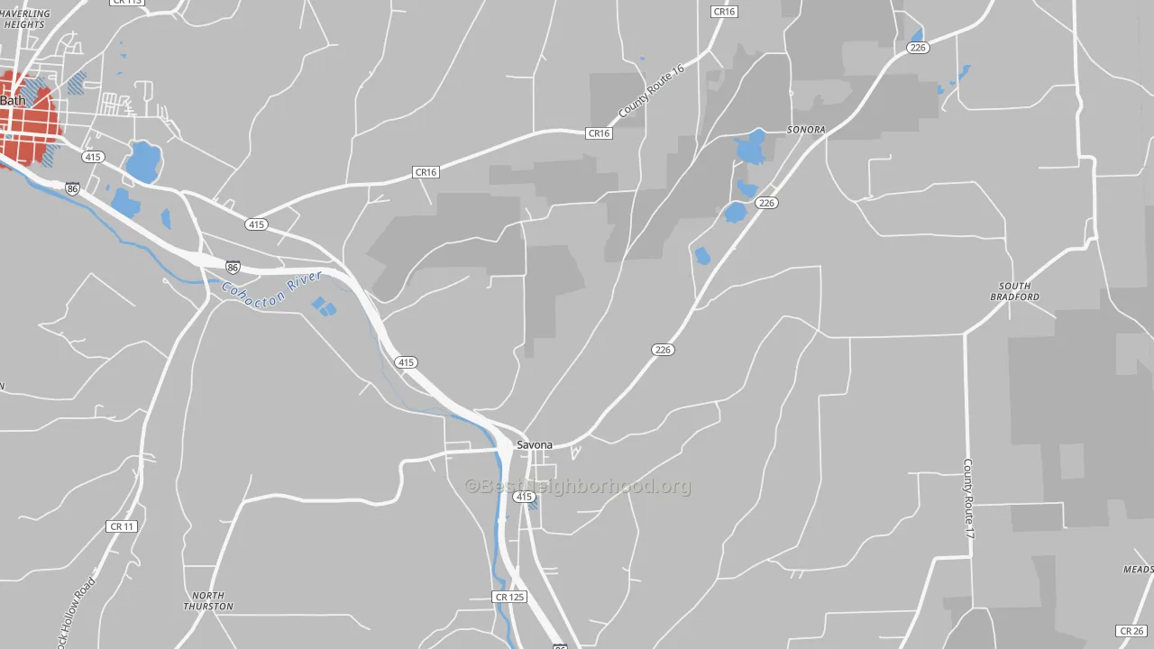 Transit Grade map of Savona, NY