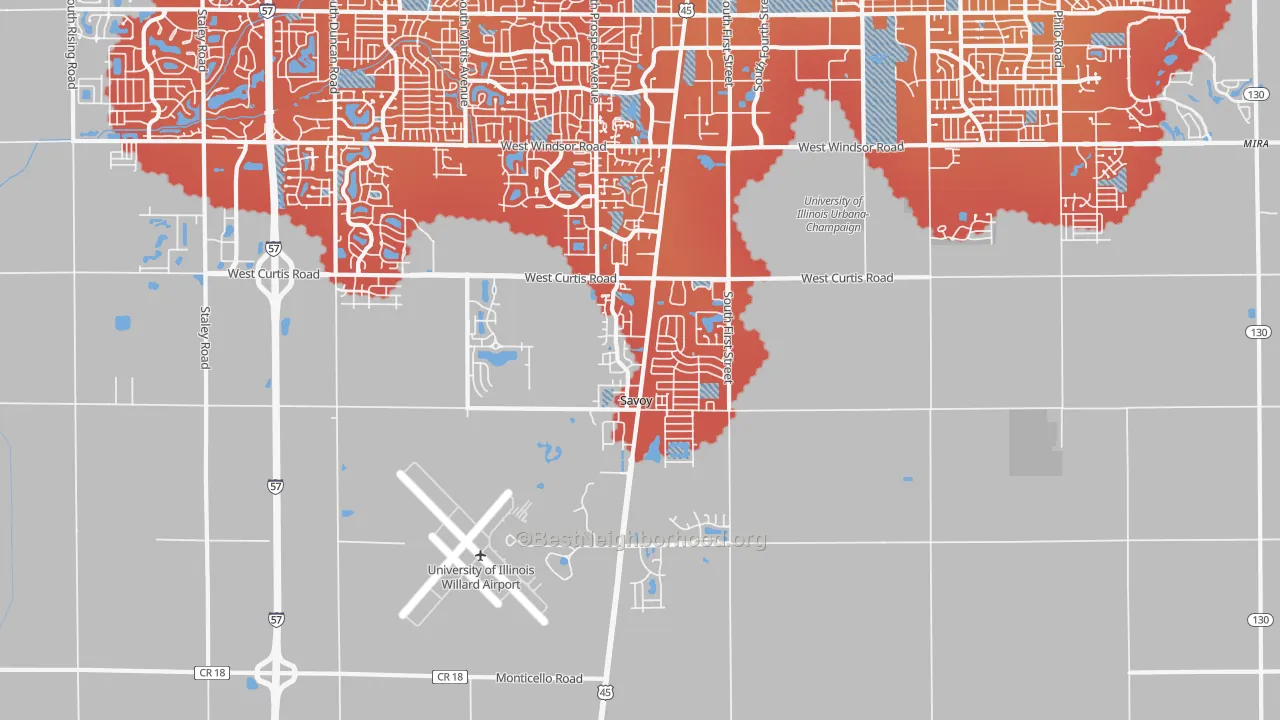 Transit Grade map of Savoy, IL