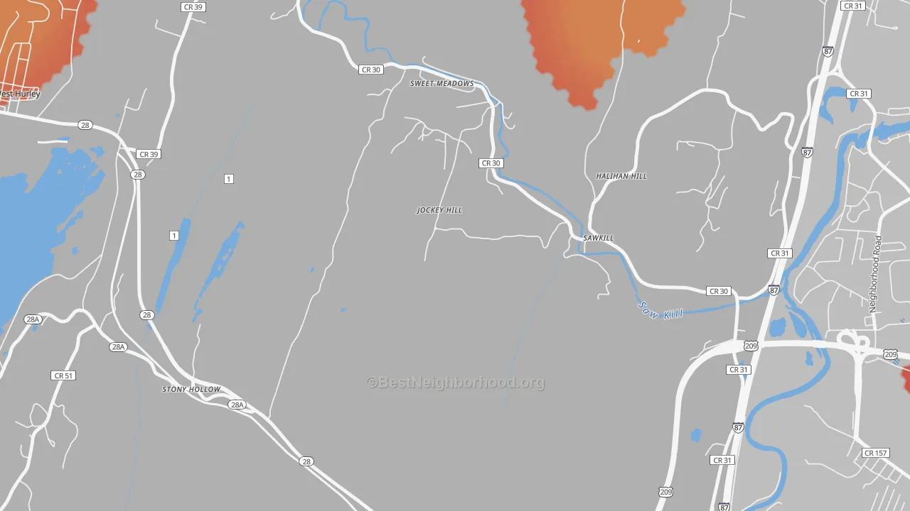 Transit Grade map of Sawkill, NY