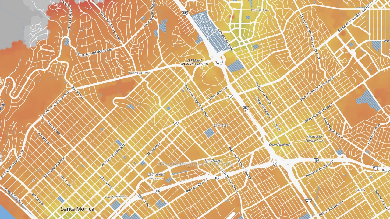 Transit Grade map of Sawtelle, Los Angeles, CA