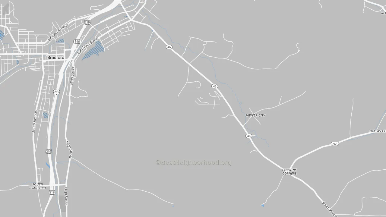 Transit Grade map of Sawyer City, PA
