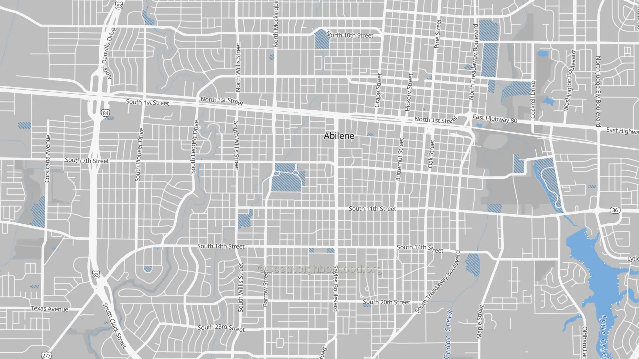 Transit Grade map of Sayles Boulevard Area, Abilene, TX