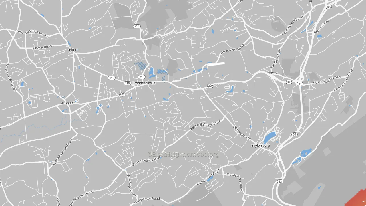 Transit Grade map of Saylorsburg, PA