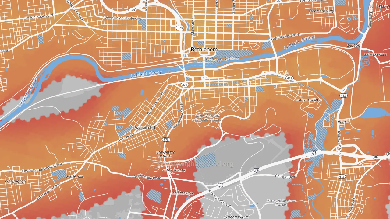 Transit Grade map of Sayre Park, Bethlehem, PA