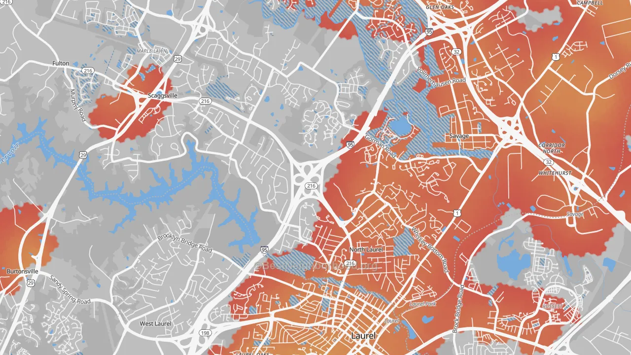 Transit Grade map of Scaggsville, MD