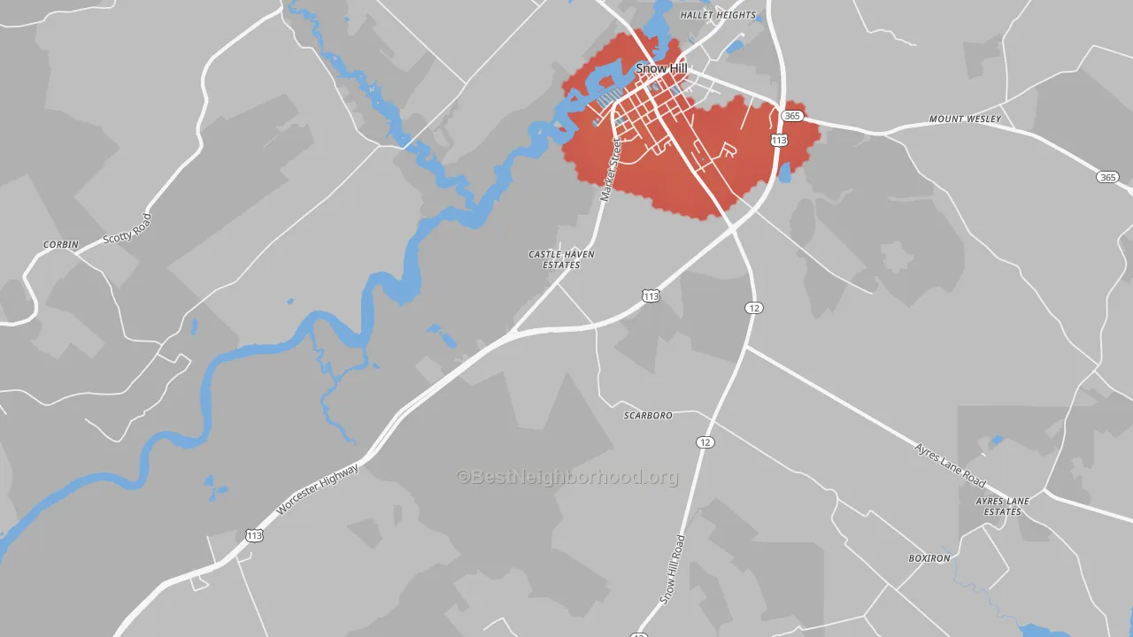 Transit Grade map of Scarboro, MD