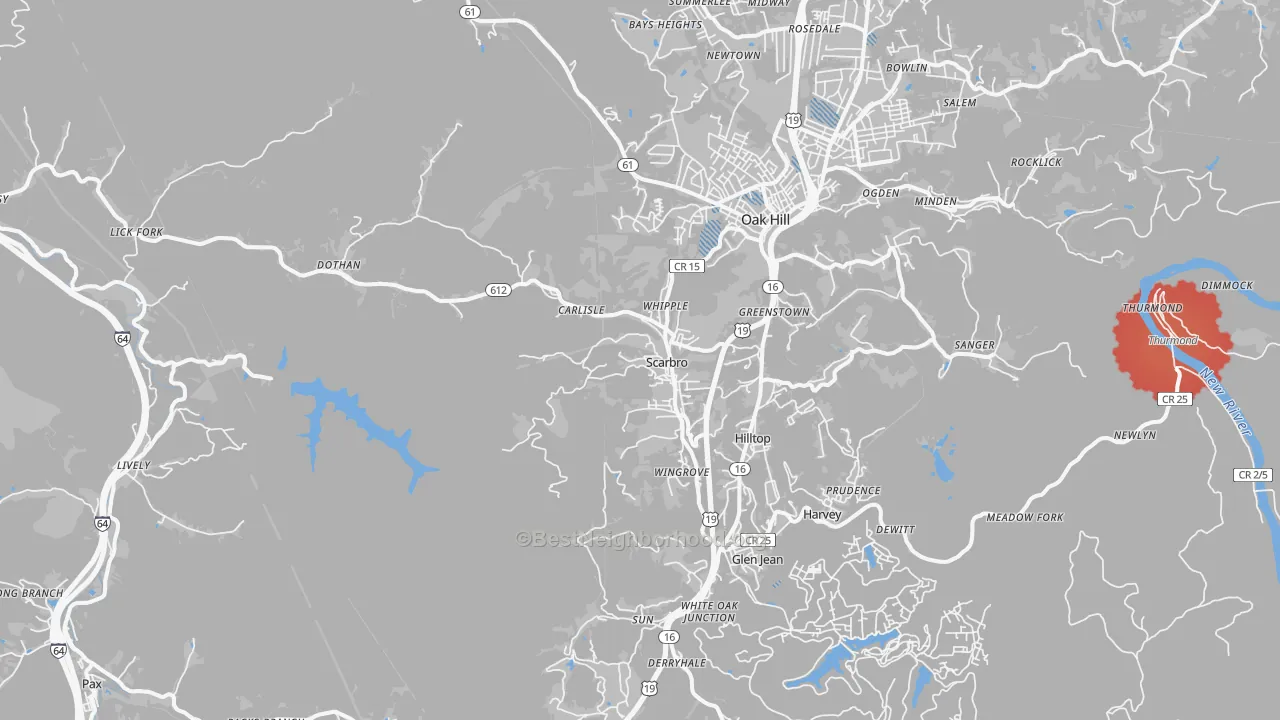 Transit Grade map of Scarbro, WV