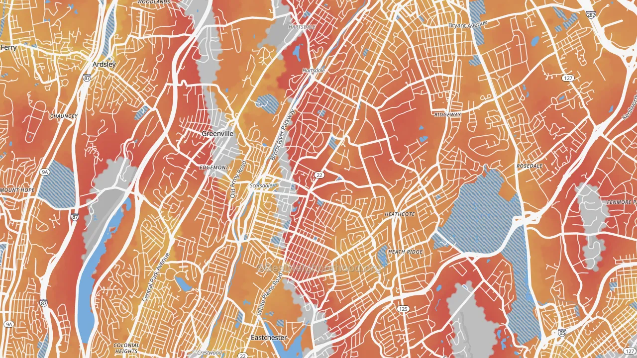 Transit Grade map of Scarsdale, NY