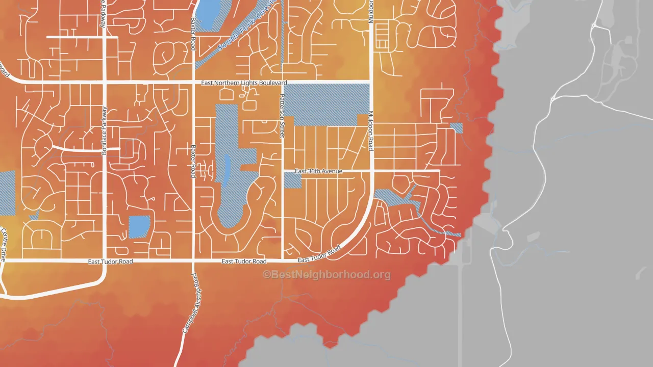 Transit Grade map of Scenic Foothills, Anchorage, AK