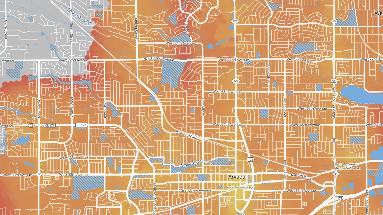 Transit Grade map of Scenic Heights, Arvada, CO