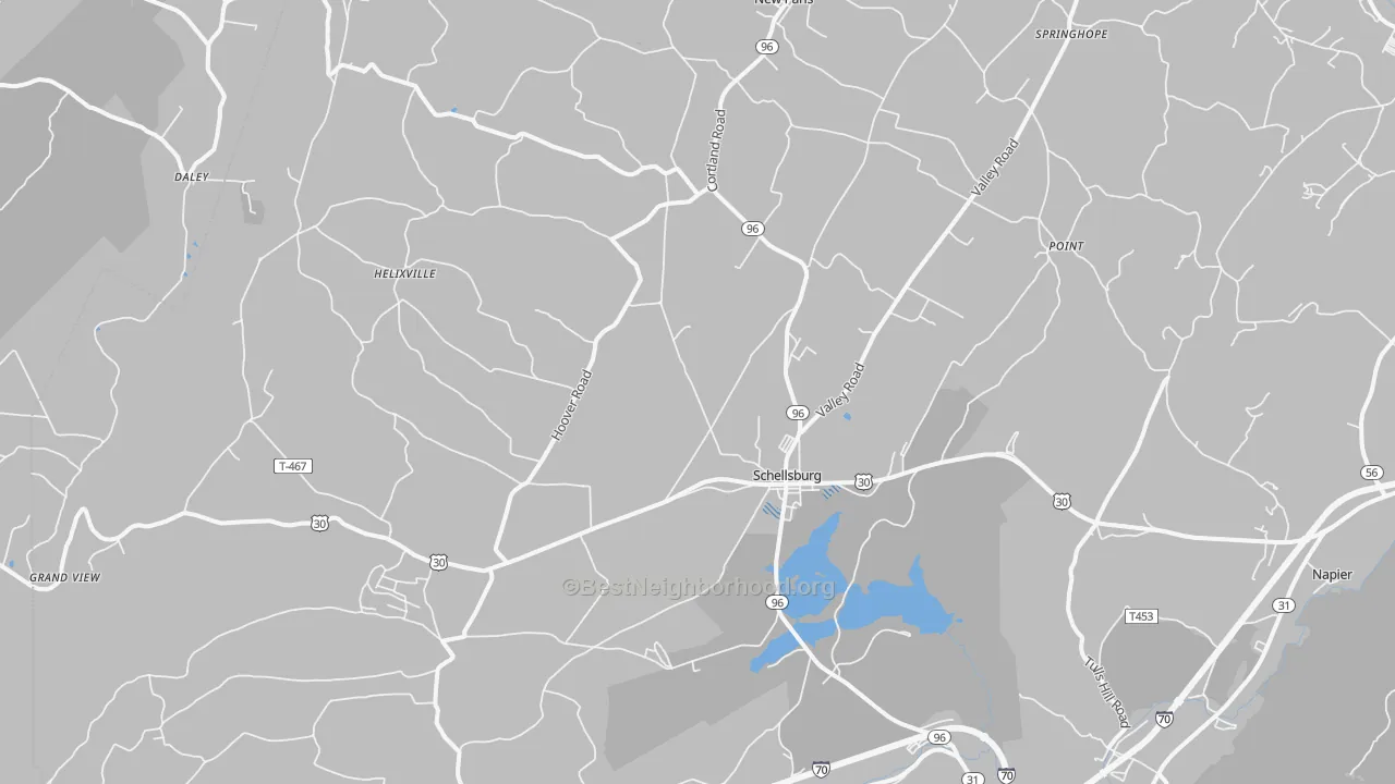 Transit Grade map of Schellsburg, PA