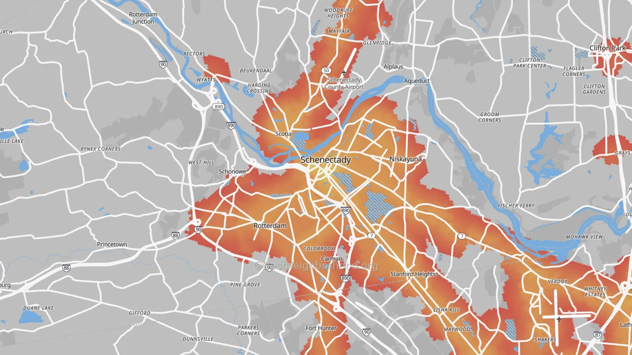Transit Grade map of Schenectady County, NY