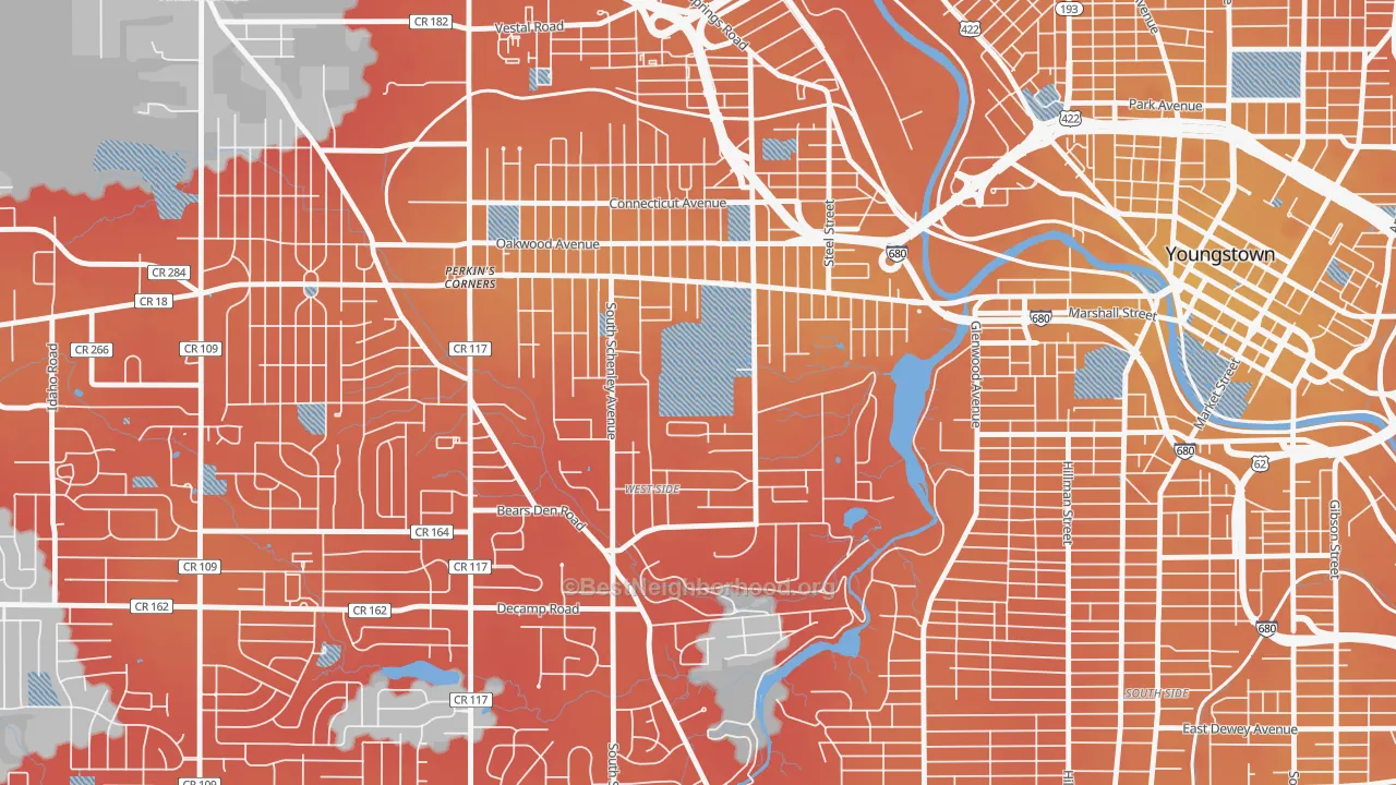 Transit Grade map of Schenley, Youngstown, OH