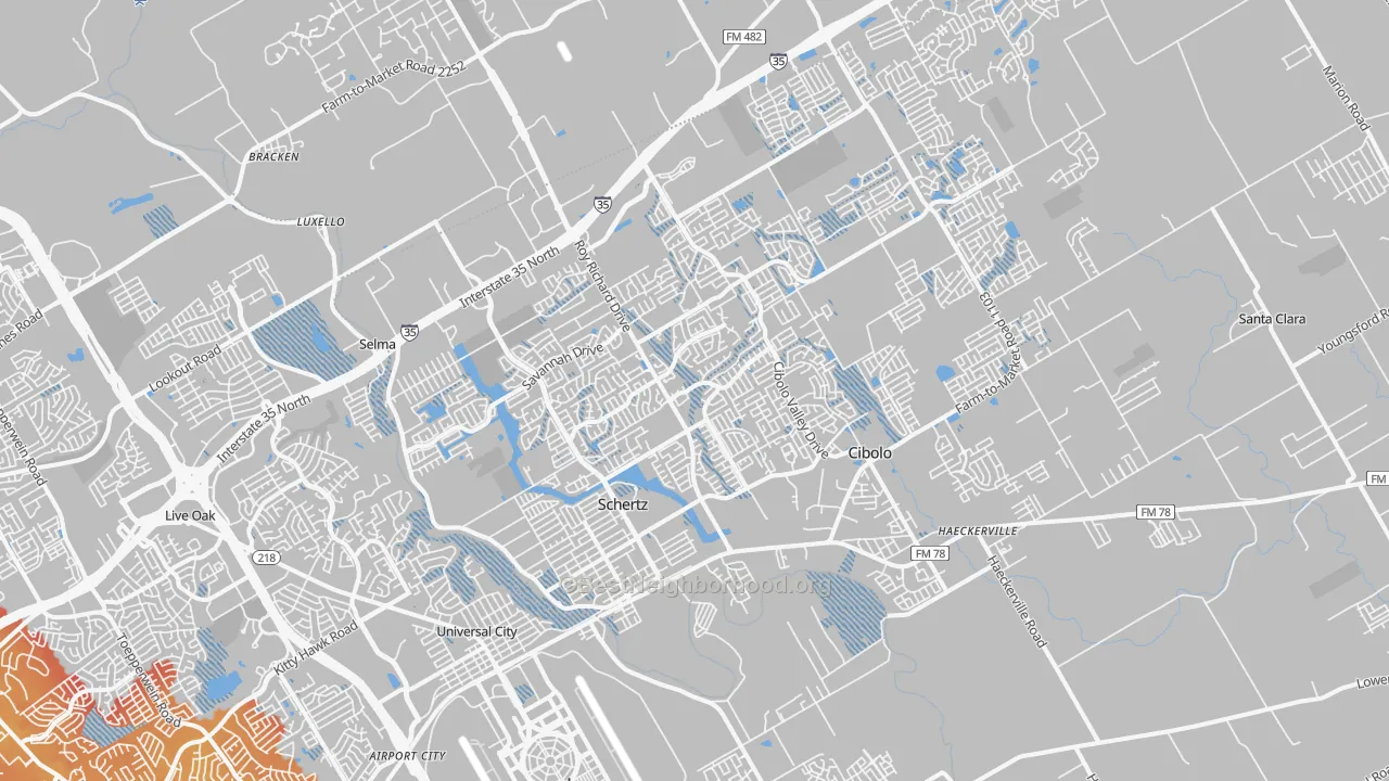 Transit Grade map of Schertz, TX