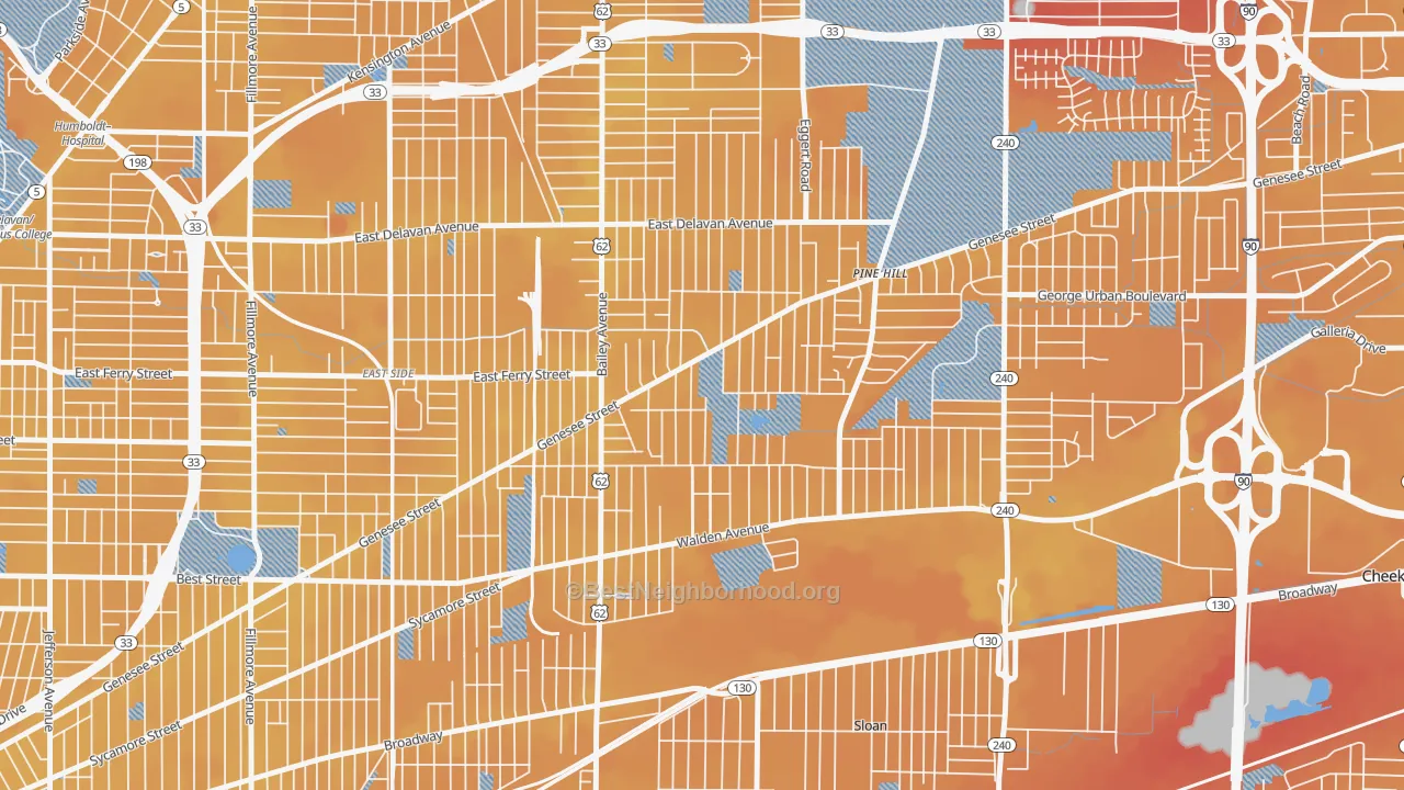 Transit Grade map of Schiller Park, Buffalo, NY