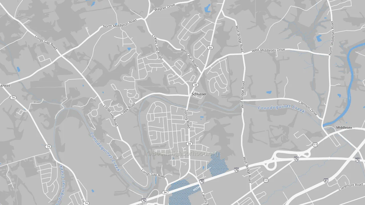Transit Grade map of Schlusser, PA