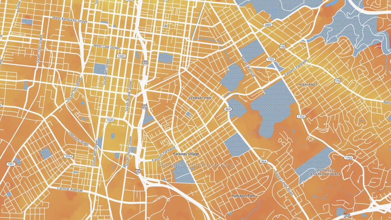 Transit Grade map of Schnitzelburg, Louisville, KY
