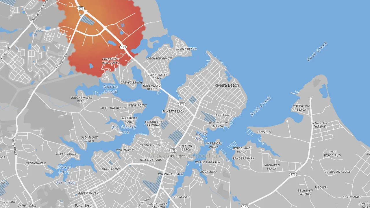 Transit Grade map of School Gardens, Riviera Beach, MD