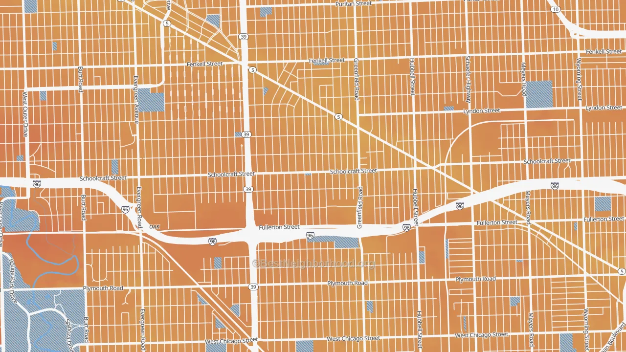 Transit Grade map of Schoolcraft Southfield, Detroit, MI