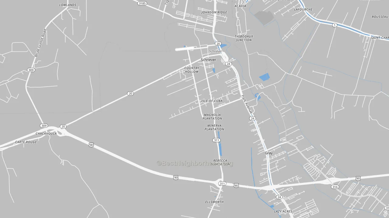 Transit Grade map of Schriever, LA
