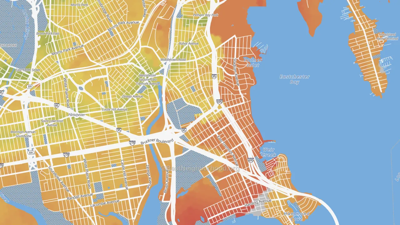 Transit Grade map of Schuylerville, Bronx, NY