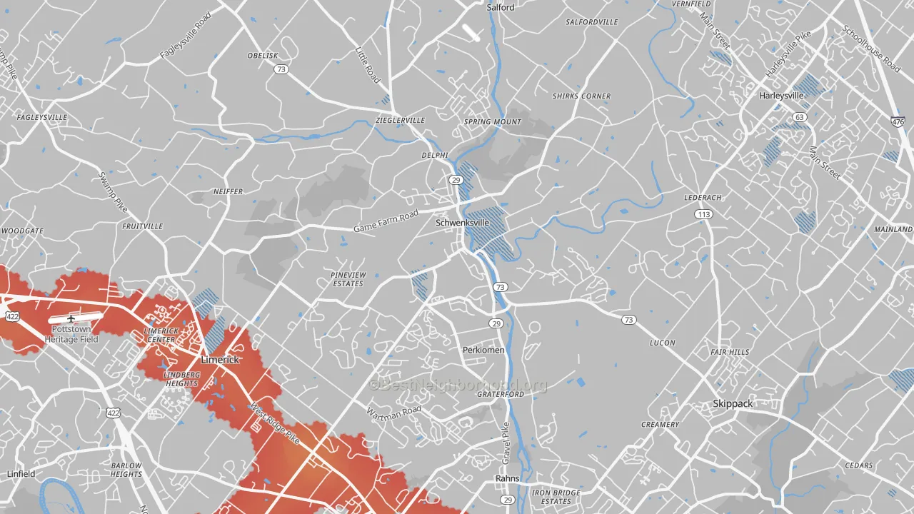 Transit Grade map of Schwenksville, PA