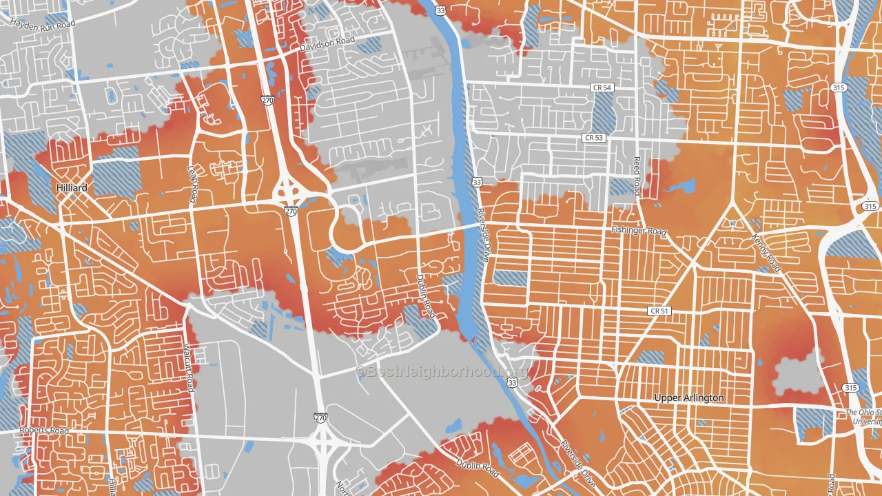 Transit Grade map of Scioto Trace, Columbus, OH