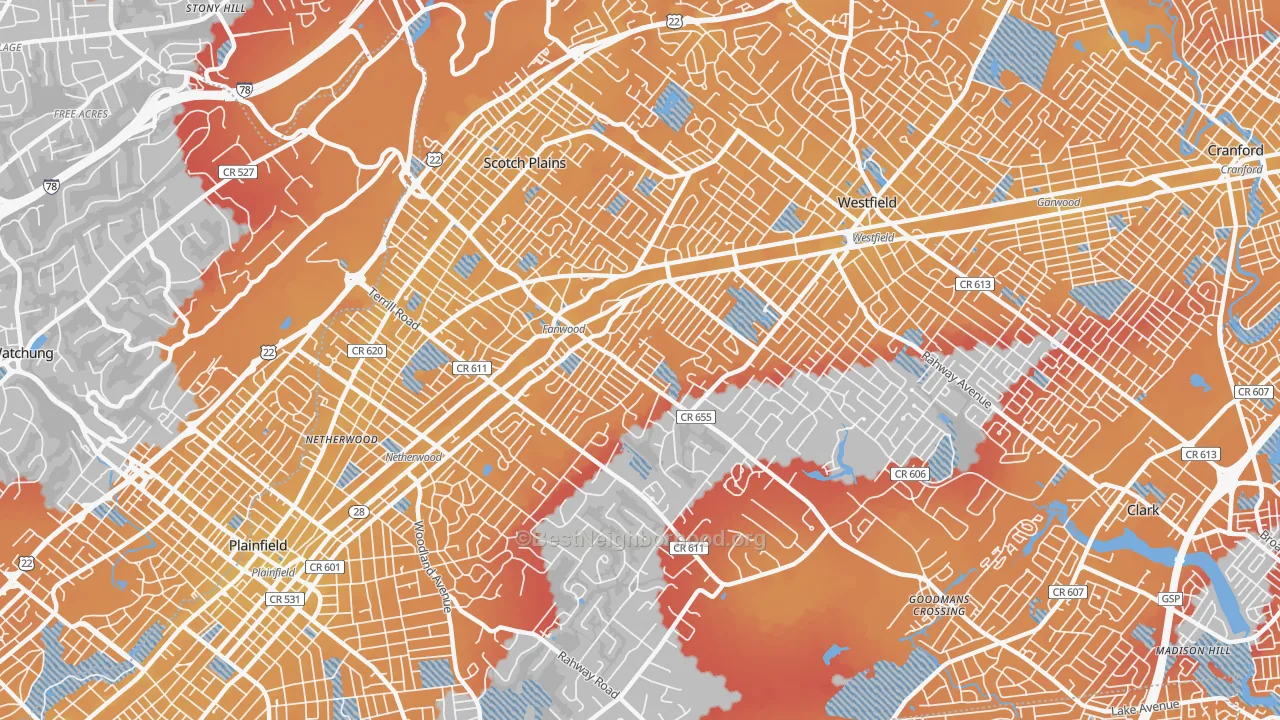 Transit Grade map of Scotch Plains, NJ