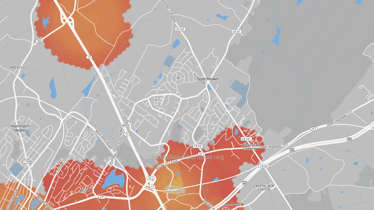 Transit Grade map of Scotchtown, NY