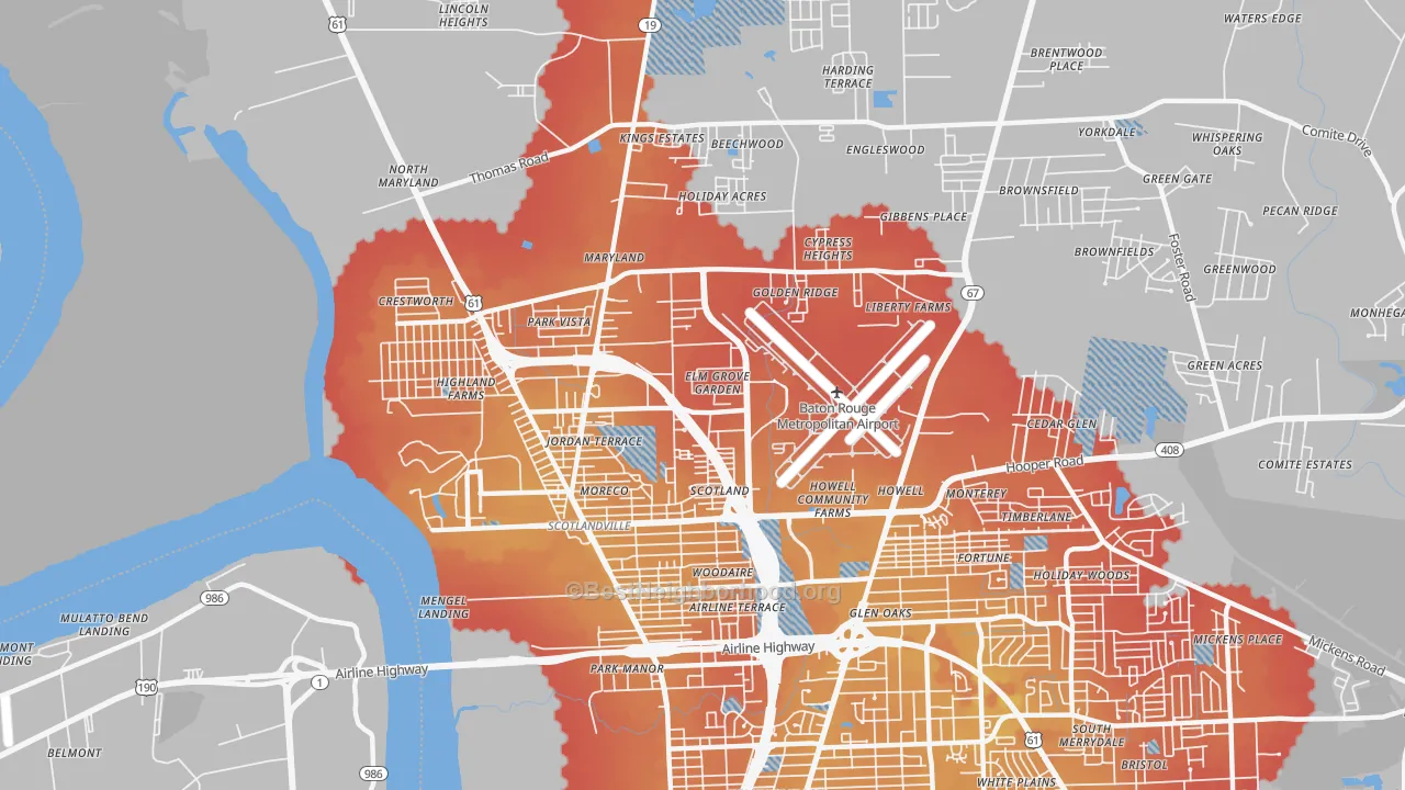 Transit Grade map of Scotlandville, Baton Rouge, LA