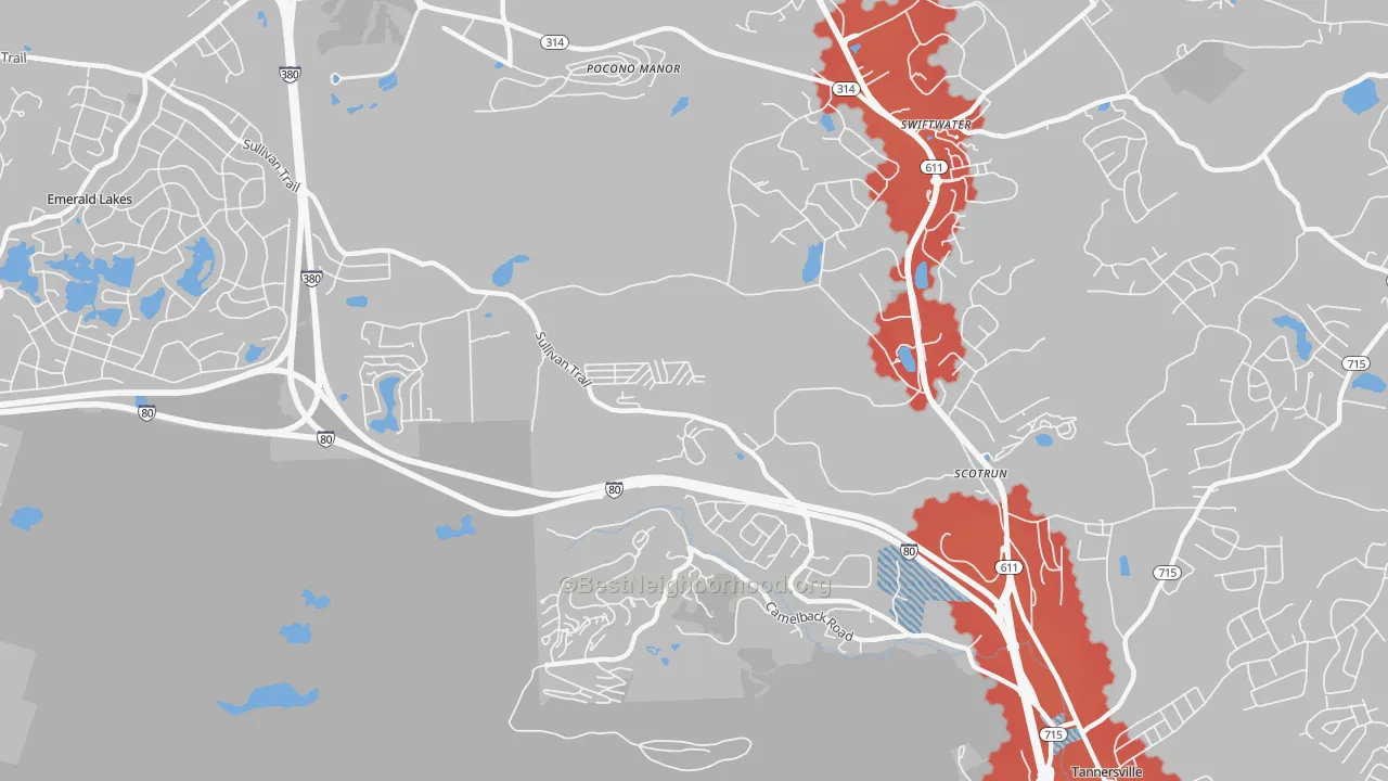 Transit Grade map of Scotrun, PA