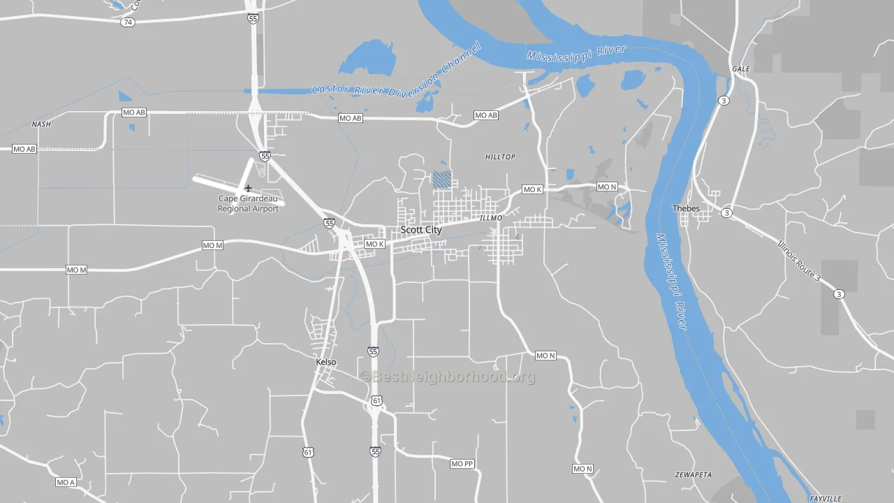 Transit Grade map of Scott City, MO