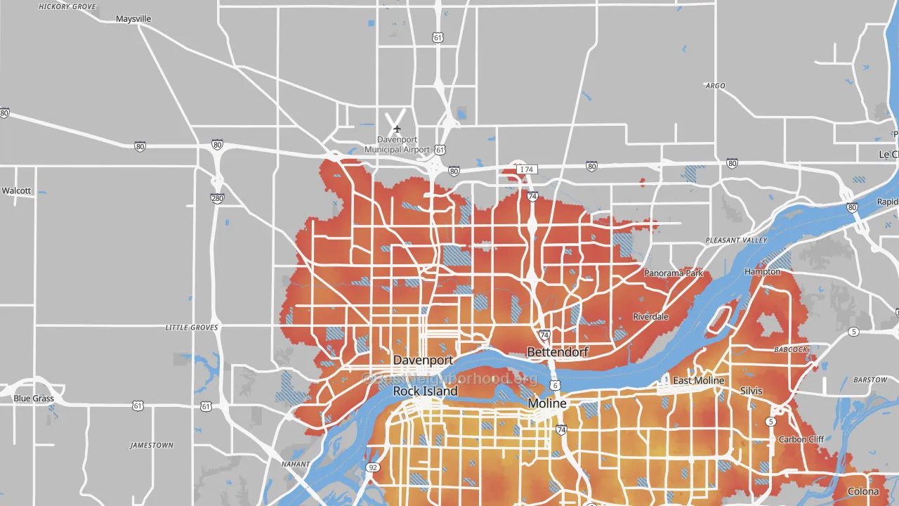 Transit Grade map of Scott County, IA