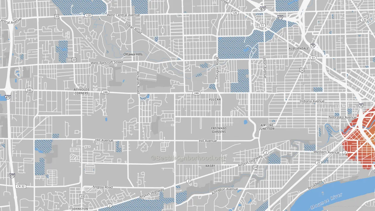 Transit Grade map of Scott Park, Toledo, OH