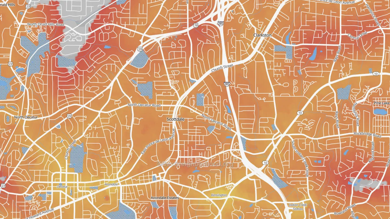 Transit Grade map of Scottdale, GA
