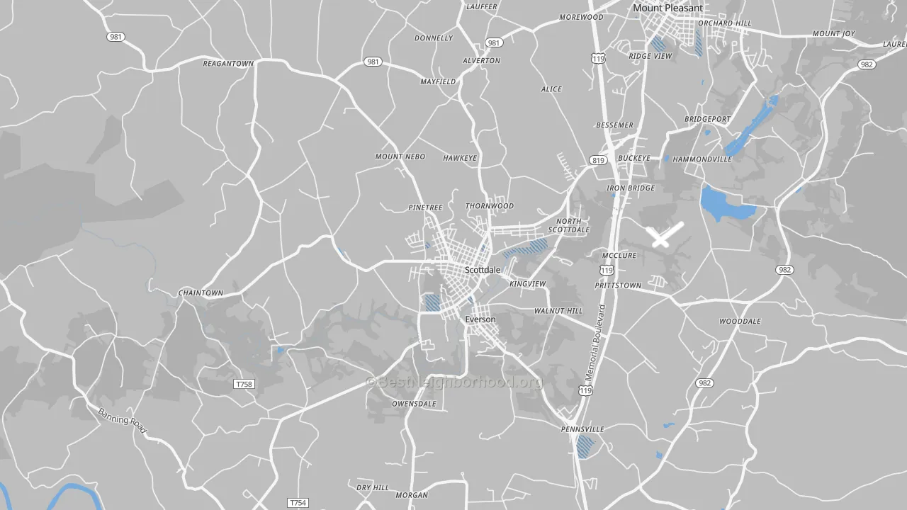 Transit Grade map of Scottdale, PA