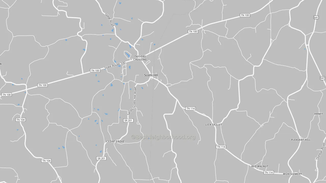 Transit Grade map of Scotts Hill, TN