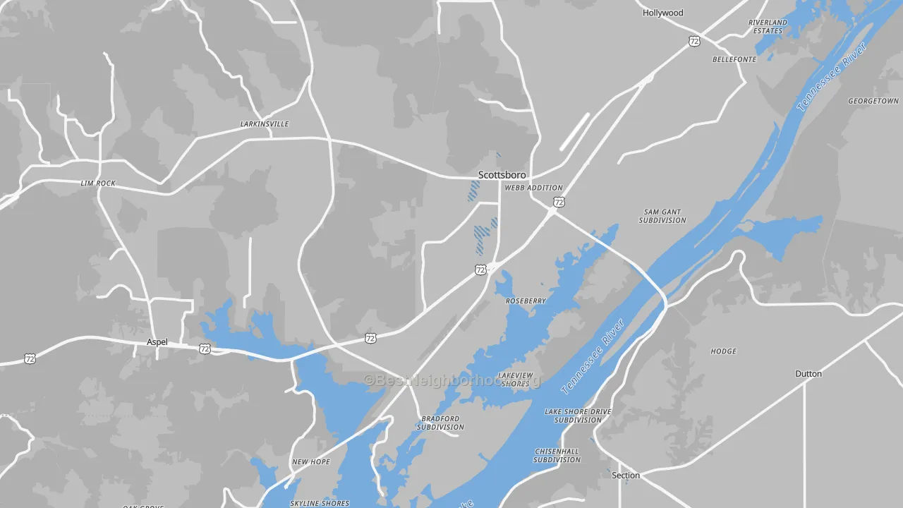 Transit Grade map of Scottsboro, AL