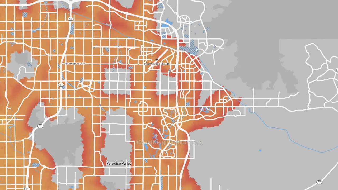 Transit Grade map of Scottsdale, AZ