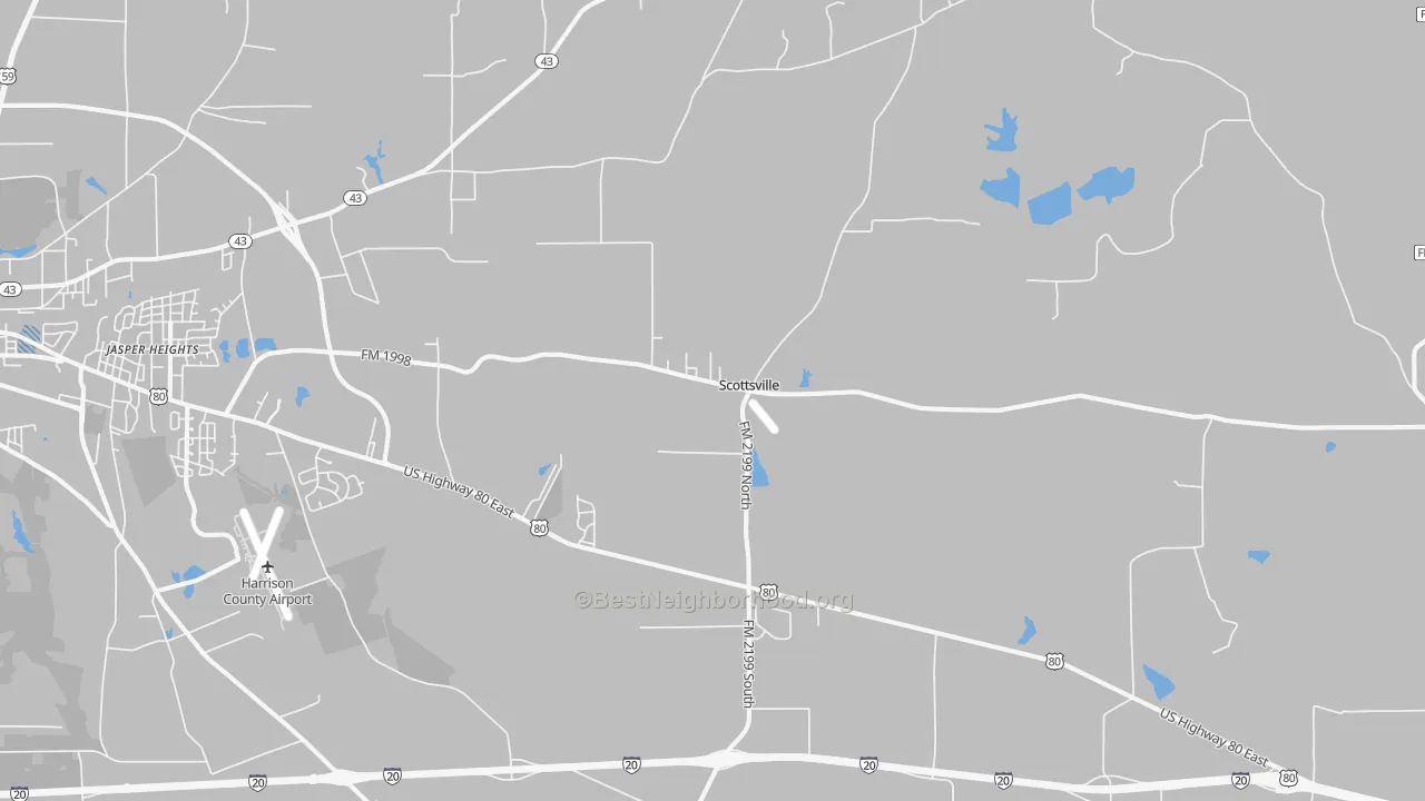 Transit Grade map of Scottsville, TX